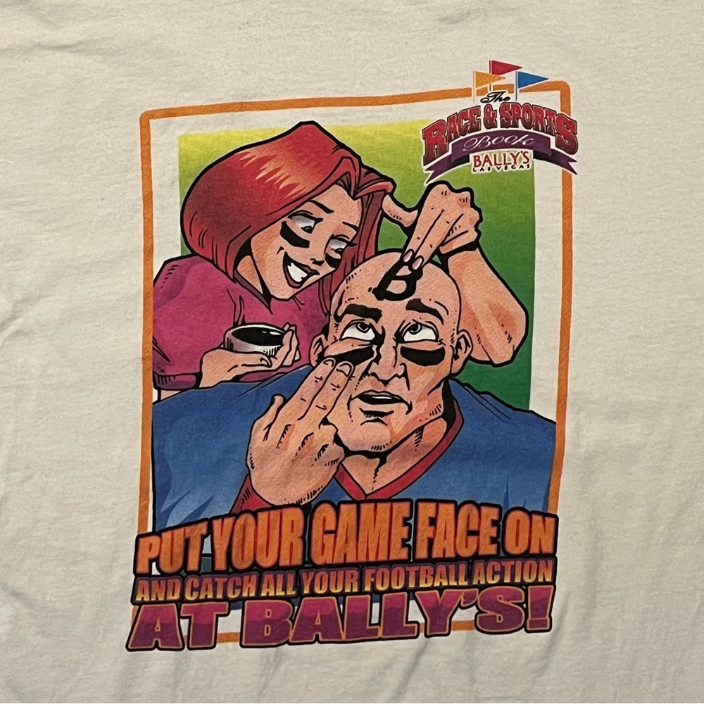Vintage Bally’s Casino Race & Sports Book Las Vegas White T Shirt XL